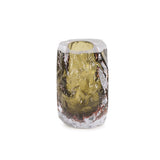Dusty Olive Crystalized Glass Vase- Short