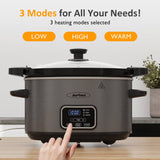 4QT Slow Cooker, Programmable Pot with Locking Lid