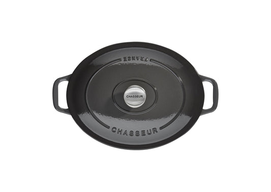 Chasseur 7.25-Quart Cast Iron Oval Dutch Oven, Caviar Grey