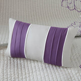 6-Piece Taupe Grey/Purple Floral Cotton Quilt Set