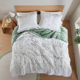Wholesale Shaggy Faux Solid Fur Comforter Mini Set, Green/White