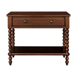 26"H Large Turned Wood Spindle Nightstand, Morocco Brown