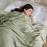 All-Season Egyptian Cotton Woven Bedding Blanket, Sage Green