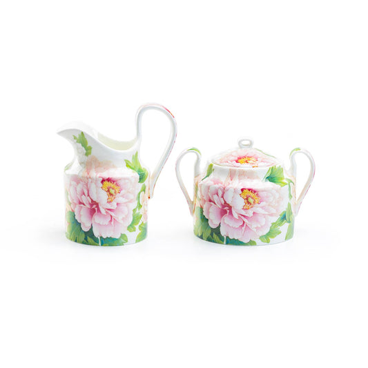 Gracie Bone China Empire Peony Sugar & Creamer Set
