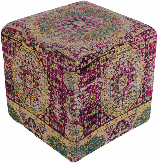 Gretna Magenta Ottoman Pouf