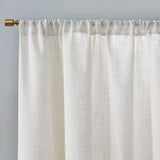 Linen Blend Light Filtering Curtain Panel Pair, White