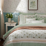 9 Piece Cotton Percale Floral Comforter Set, Sage Green