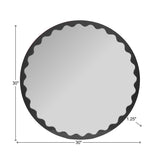 Santosh Round Glossy Black Scalloped Mirror