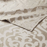 Ivory Damask Medallion Jacquard Shower Curtain, Tan