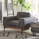 Portofino Modern 42" Accent Chair in Antique Ebony Leather
