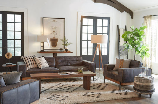 Portofino Modern 42" Accent Chair in Antique Ebony Leather
