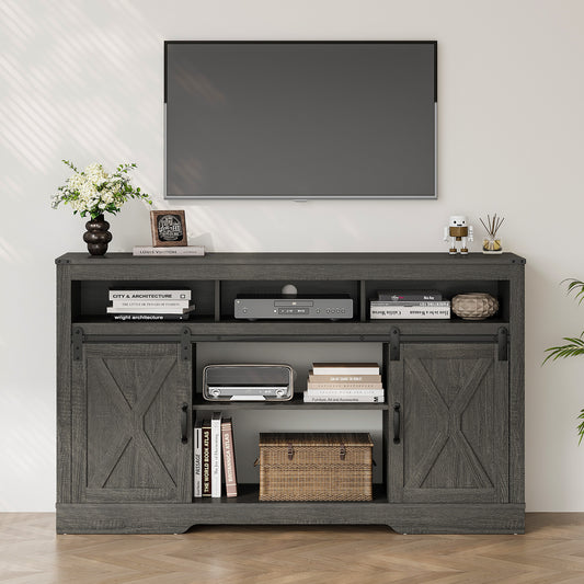 65-inch Farmhouse Tv Stand with Barn Doors – Rustic Console