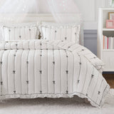 Soft Bow Embroidered Quilt Mini Set, Black