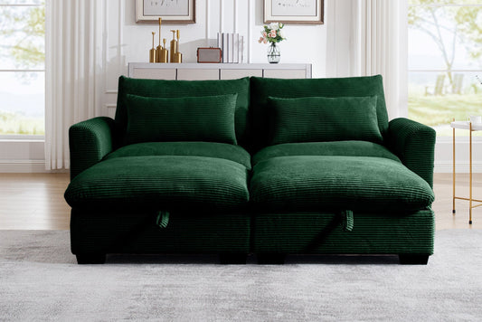 PERTH 86" Loveseat with 2 Ottomans