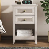 Wholesale Farmhouse Nightstand, Boho Bedside Table with 2 Drawers
