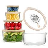 Round Glass Storage Containers with Lids, Set of 4