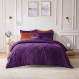 Crushed Velvet 4-Piece Comforter Set, Purple