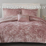Crushed Velvet 4-Piece Comforter or Duvet Cover Set, Blush