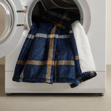 Plaid Shepra Velvety Heated Throw, Navy