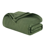Soft Cotton Waffle Weave Blanket, Olive Green