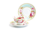 Peony Strawberry Mint Bone China Cup & Saucer, 6oz