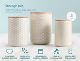 Embossed Ceramic Storage Jars Set of 3 – Ivory