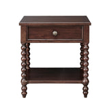 Traditional Morocco Wood Nightstand with Turned Legs