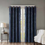 Jacquard Damask (Max Blackout) Window Curtain, Navy Blue