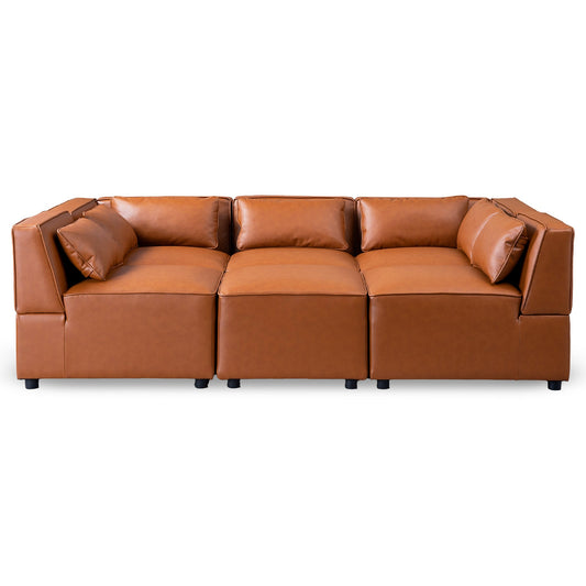 Wexford Cognac Vegan Leather Modular Sofa