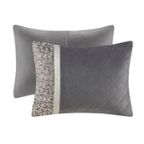 5 Piece Textured Jacquard Stripe Comforter Set, Grey