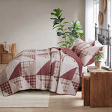 3 Piece Geometric Cotton Coverlet Mini Set, Red