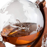 Etched World Decanter Whiskey Globe