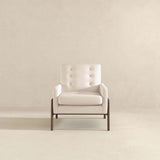 Cole Solid Wood Beige Velvet Lounge Chair