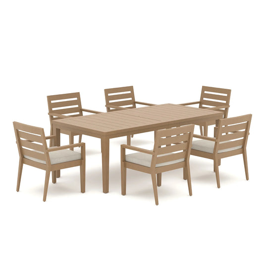 Alcudia Rectangular Patio Dining Table with 6 Classic Stationary Armchairs