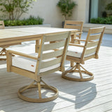 Alcudia 360° Swivel Rocker Outdoor Dining Chairs Set of 2 – Hand-Brushed Oak Finish