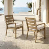 Alcudia Aluminum Patio Dining Chairs Set of 2 with Hand-Brushed Oak Finish