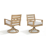 Alcudia 360° Swivel Rocker Outdoor Dining Chairs Set of 2 – Hand-Brushed Oak Finish
