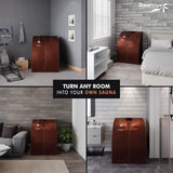 1-Person Indoor PP Plastic 1050 Watt Portable Infrared Home Sauna with Digital Controller and Foldable Chair, Brown