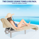American Soft Linen 2 Pack Chaise Lounge Covers with Pocket, 86" x 32" Oversized Beach and Pool Lounge Chair Towels