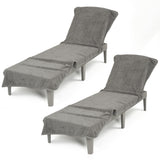 American Soft Linen 2 Pack Chaise Lounge Covers with Pocket, 86" x 32" Oversized Beach and Pool Lounge Chair Towels