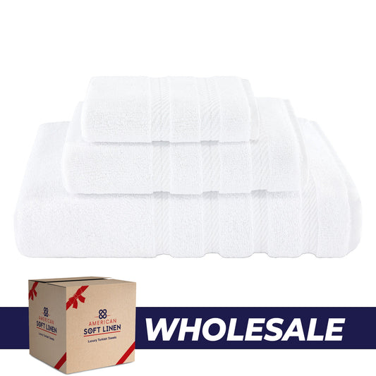 3 Piece 100% Cotton Extra Fluffy and Soft Luxury Turkish Towel Set with 20 Different Colors - 20 Set Case Pack