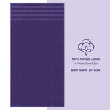4 Piece 100% Cotton Turkish Bath Towel - 6 Set Case Pack