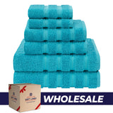 6 Piece 100% Cotton Turkish Bulk Bath Towels - Wholesale Premium Towel Sets - 10 Set Case Pack
