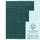 6 Piece 100% Cotton Turkish Bulk Bath Towels - Wholesale Premium Towel Sets - 10 Set Case Pack