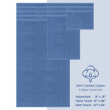 6 Piece 100% Cotton Turkish Bulk Bath Towels - Wholesale Premium Towel Sets - 10 Set Case Pack