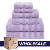 6 Piece 100% Cotton Turkish Bulk Bath Towels - Wholesale Premium Towel Sets - 10 Set Case Pack