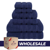 6 Piece 100% Cotton Turkish Bulk Bath Towels - Wholesale Premium Towel Sets - 10 Set Case Pack