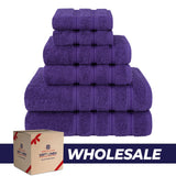 6 Piece 100% Cotton Turkish Bulk Bath Towels - Wholesale Premium Towel Sets - 10 Set Case Pack