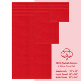 6 Piece 100% Cotton Turkish Bulk Bath Towels - Wholesale Premium Towel Sets - 10 Set Case Pack