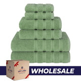 6 Piece 100% Cotton Turkish Bulk Bath Towels - Wholesale Premium Towel Sets - 10 Set Case Pack